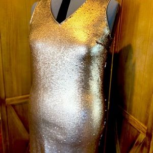 Sequin gold dress.